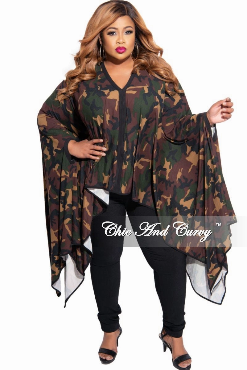Final Sale Plus Size Oversized High-Low Top in Camouflage AllDayComfort Casual Comfort Wear