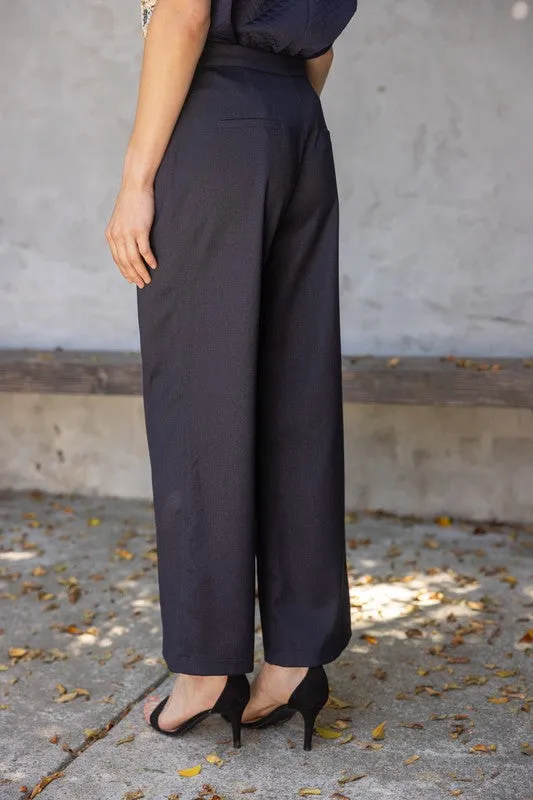 Apparel- VOY Pleated Front Pocket Button Trousers