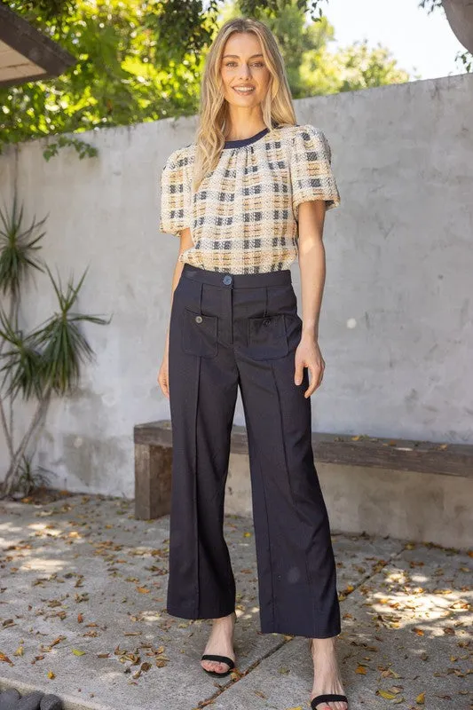 Apparel- VOY Pleated Front Pocket Button Trousers