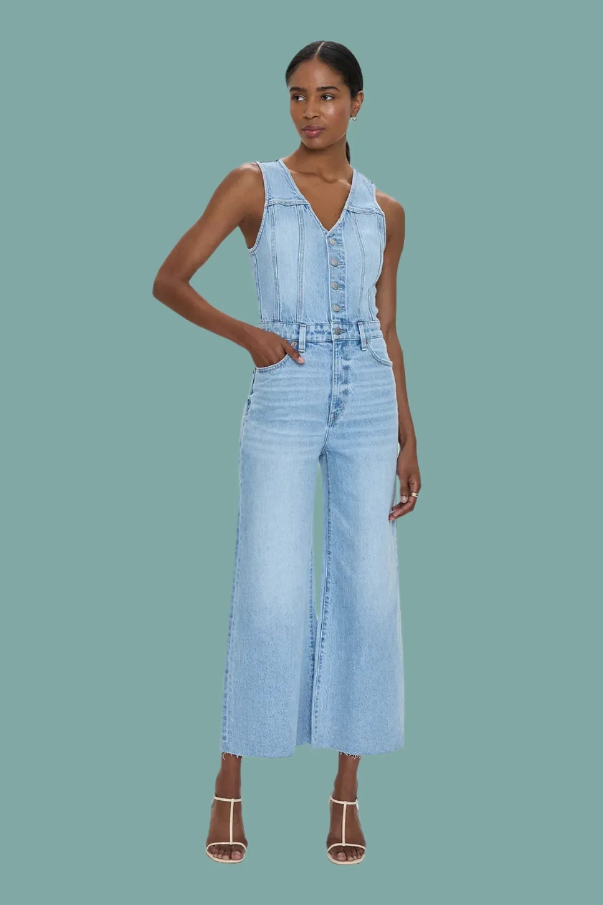Loose Design Aria Cropped Fitted Vest Jumpsuit