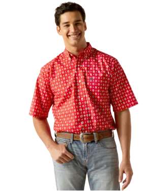 Ariat Men's Classic Fit Decker Short sleeve Shirt - Beacon Red - 10051494