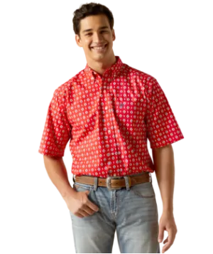 Ariat Men's Classic Fit Decker Short sleeve Shirt - Beacon Red - 10051494