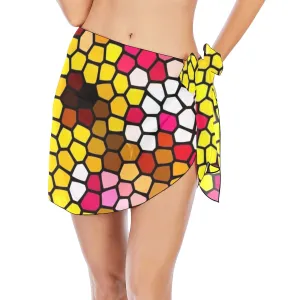 Art Daisies Stained Glass Short Chiffon Sarong Wrap up to 5 XL (FWS)