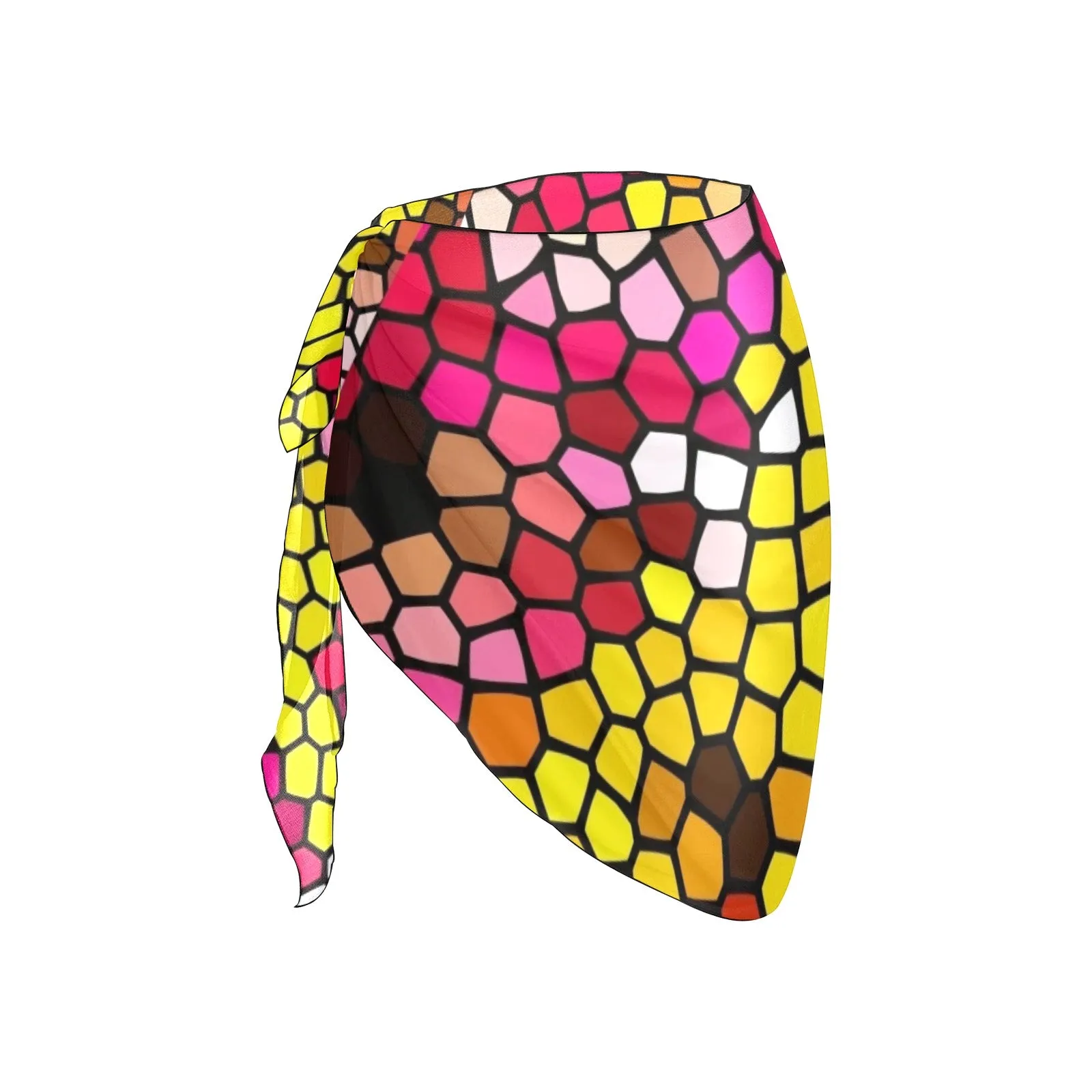 Art Daisies Stained Glass Short Chiffon Sarong Wrap up to 5 XL (FWS)