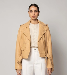 Set In Sleeve Universal Silhouette Asher Leather Jacket | Tan