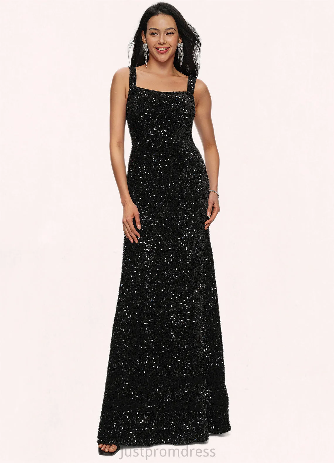 Ashlee Sheath/Column Scoop Floor-Length Sequin Prom Dresses HHP0022228