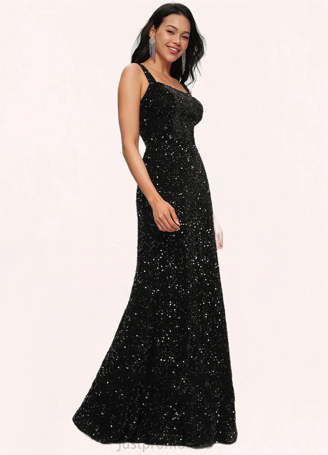 Ashlee Sheath/Column Scoop Floor-Length Sequin Prom Dresses HHP0022228