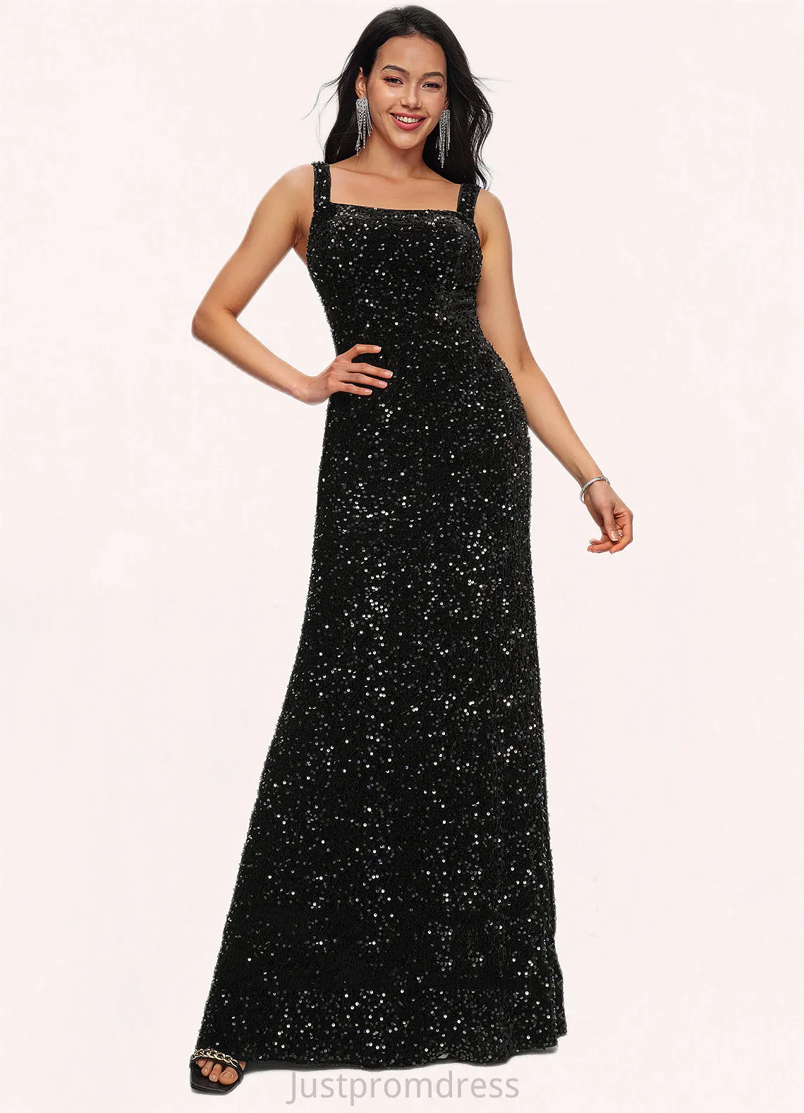 Ashlee Sheath/Column Scoop Floor-Length Sequin Prom Dresses HHP0022228