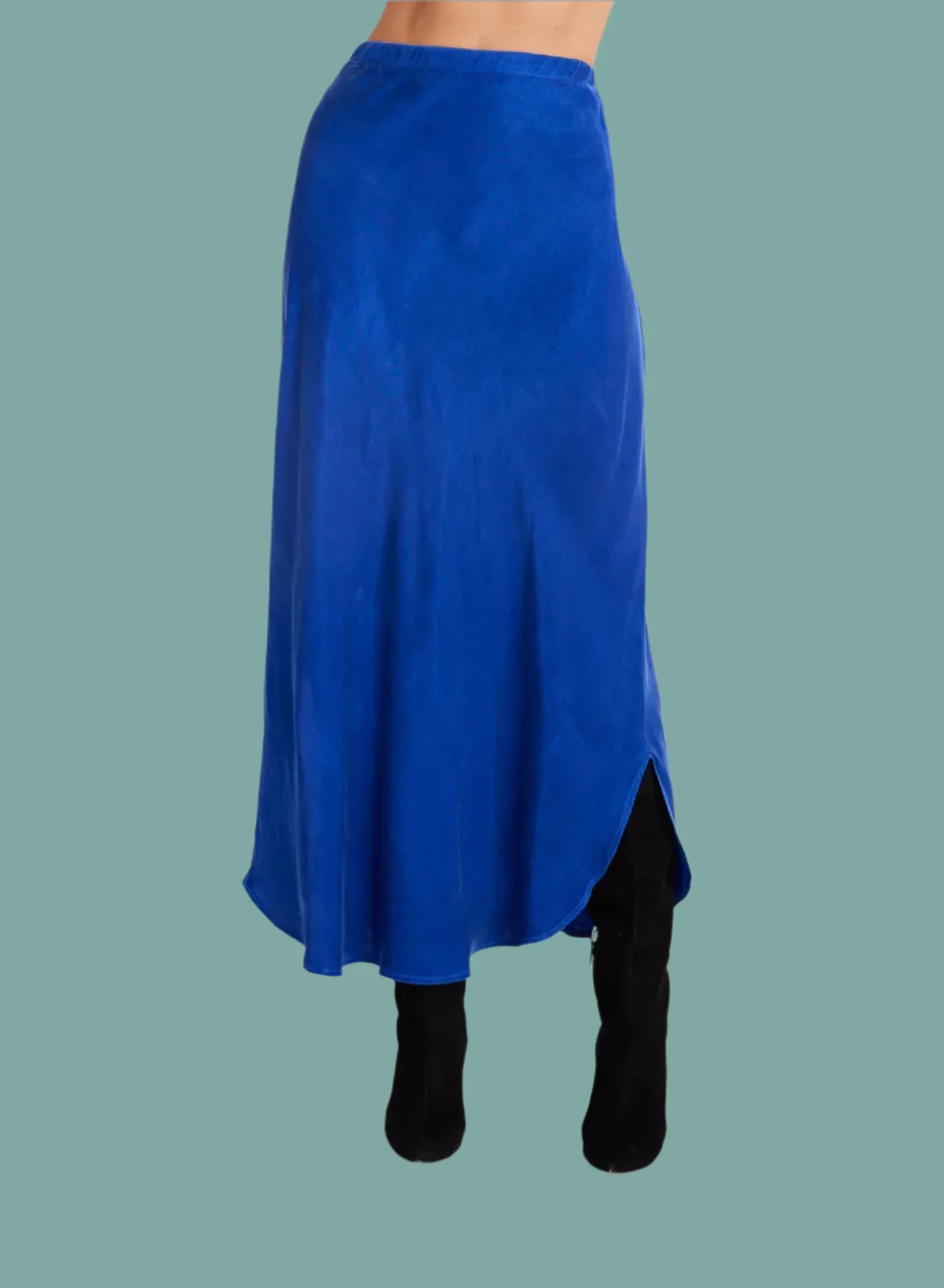 Asymmetric Side Slit Bias Skirt Side zipper