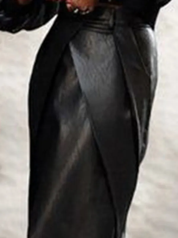 Asymmetric Solid Color Split-Joint High Waisted Loose Skirts