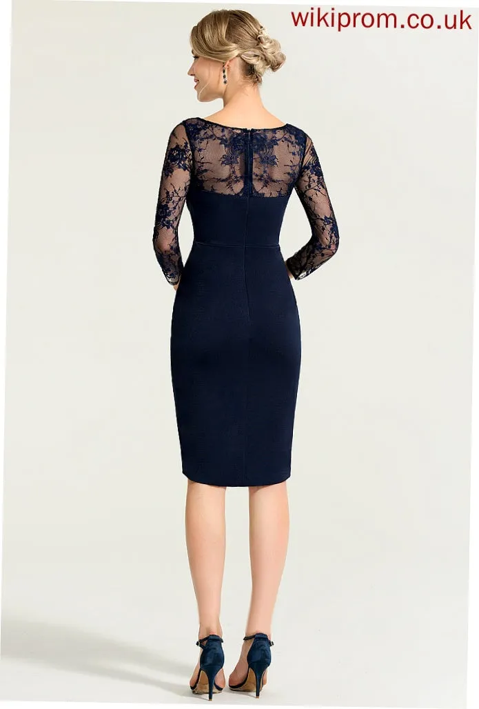 Asymmetrical V-neck Lace Cocktail Dresses Cocktail Ruffle Sheath/Column Jersey With Heidy Dress