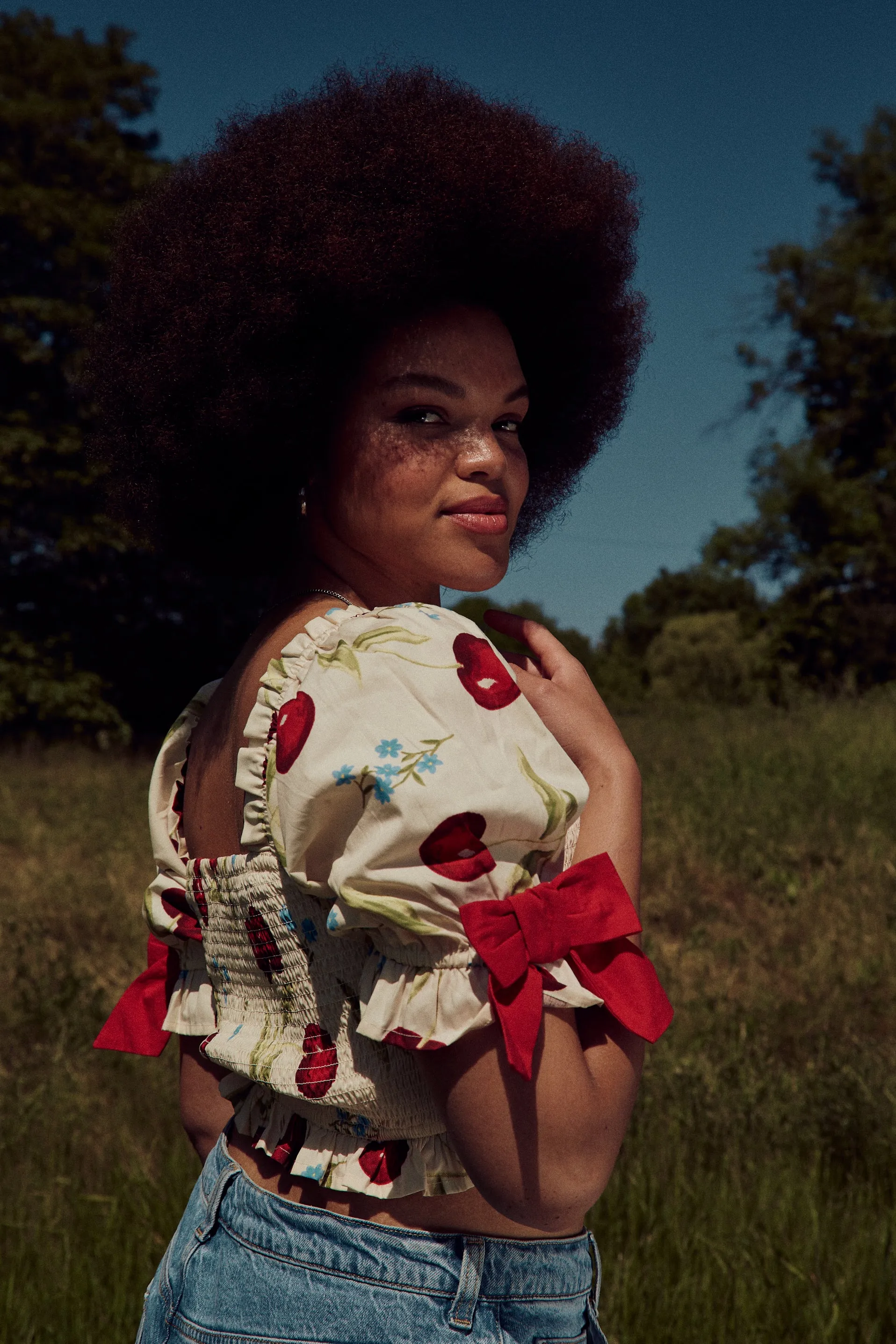 Augustine Shirred Crop Top - Curve MultiPocket Design Tear Resistant Fiber Blend