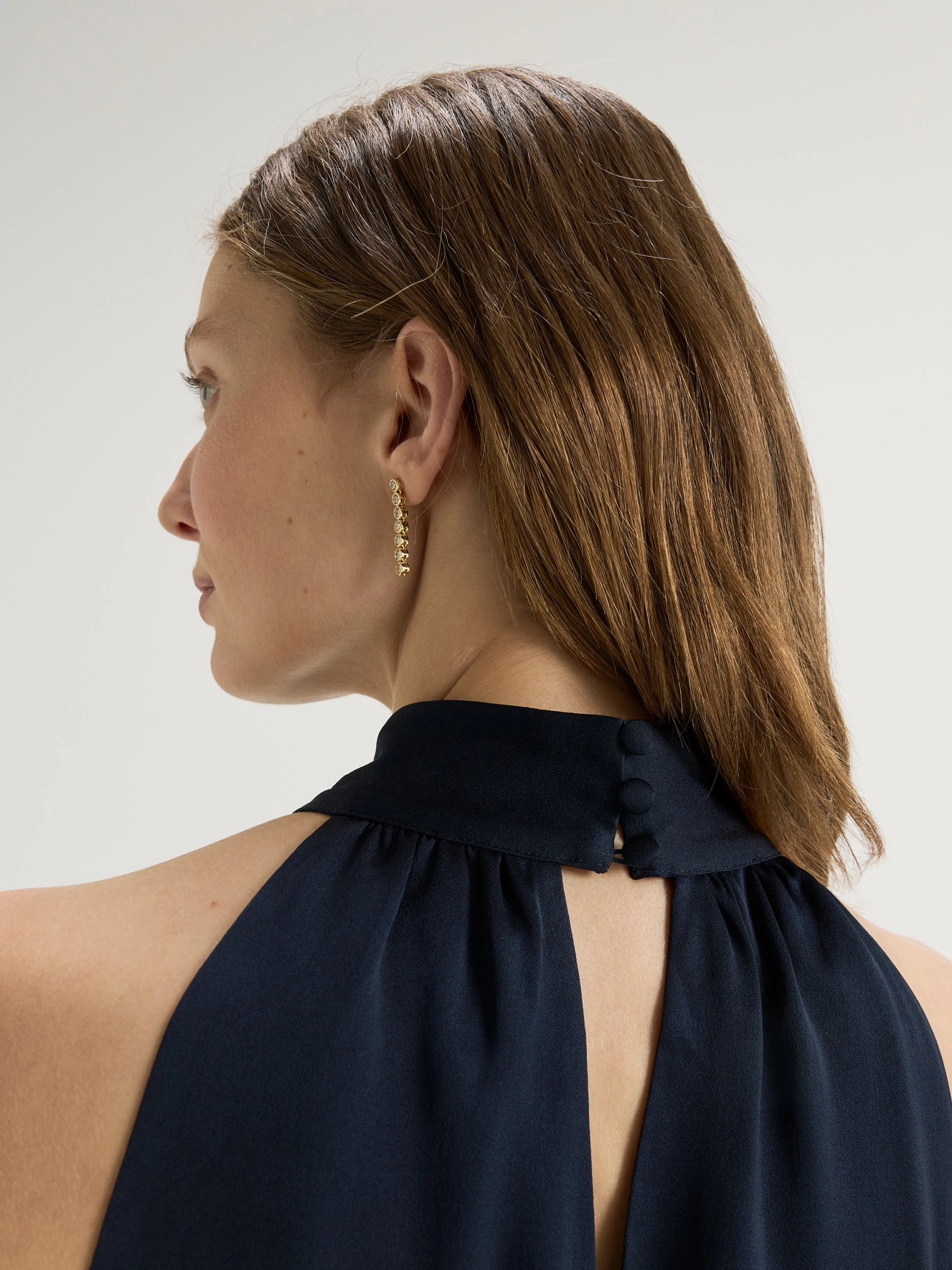 Aurelia Halter Dress Wrap style Shiny Zip