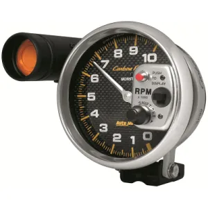 Auto Meter - Carbon Fiber Series Shift-Lite Tachometer 5", Pedestal Mount, External incandescent Shift Light, 0-10,000 rpm