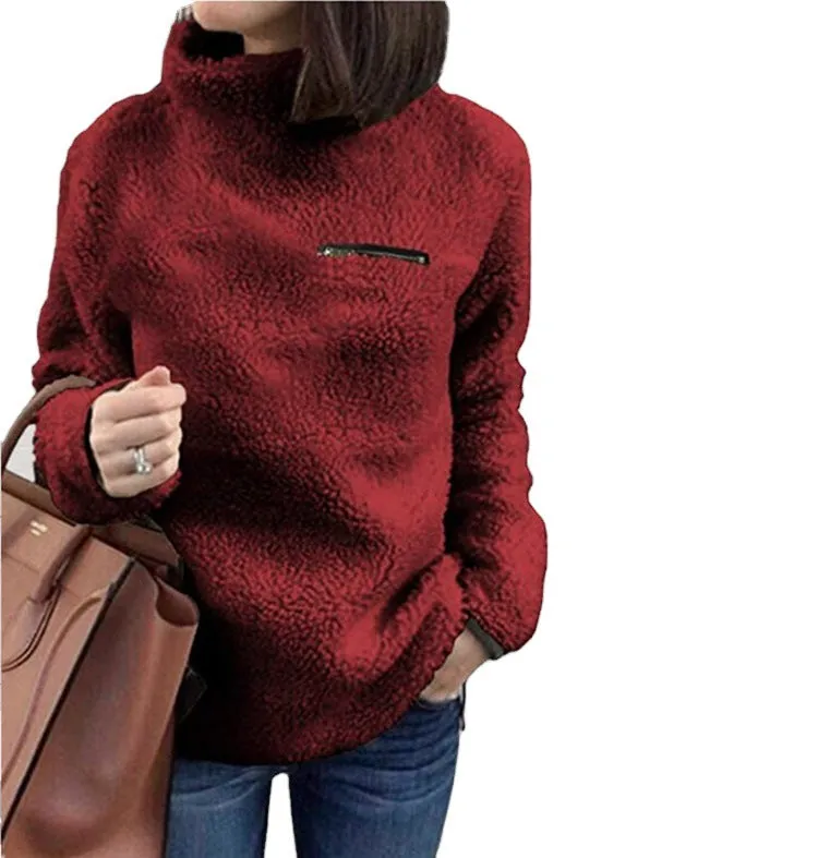 Autumn Sweaters Pullover Women's Fashion Zipper Turtleneck Top