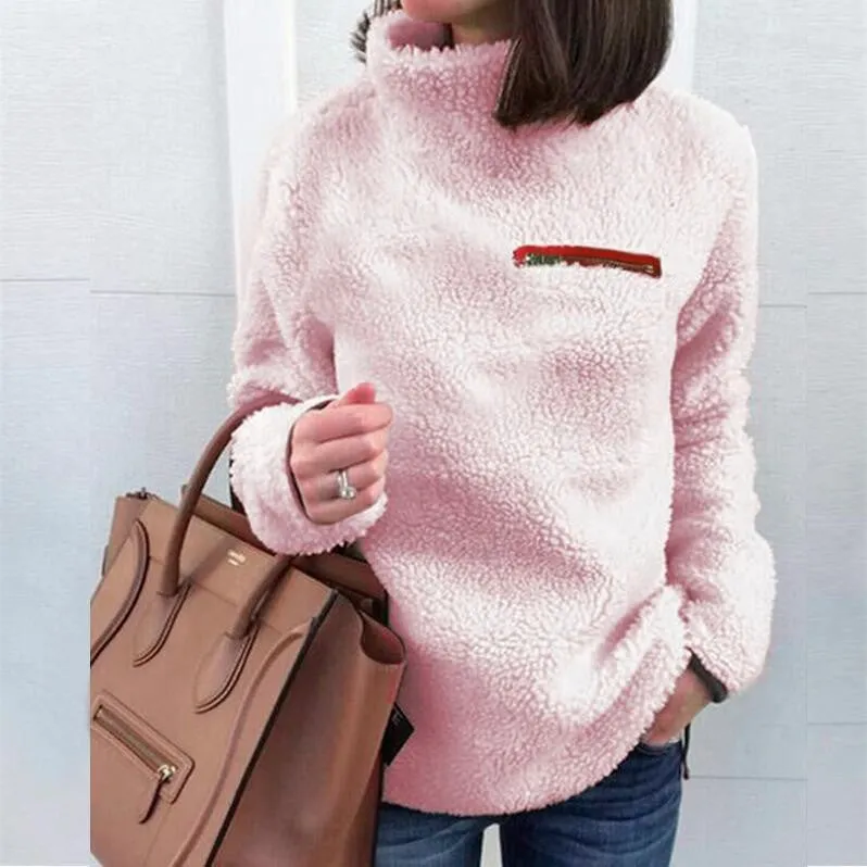 Autumn Sweaters Pullover Women's Fashion Zipper Turtleneck Top