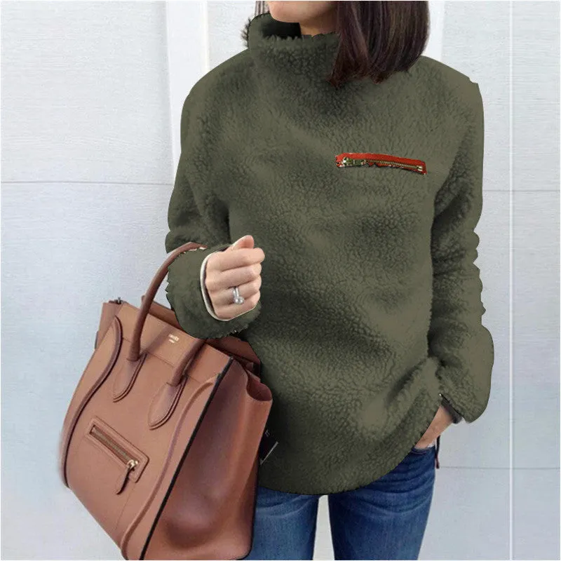 Autumn Sweaters Pullover Women's Fashion Zipper Turtleneck Top