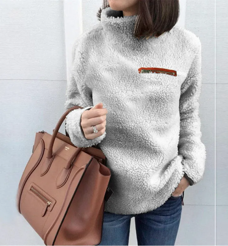 Autumn Sweaters Pullover Women's Fashion Zipper Turtleneck Top