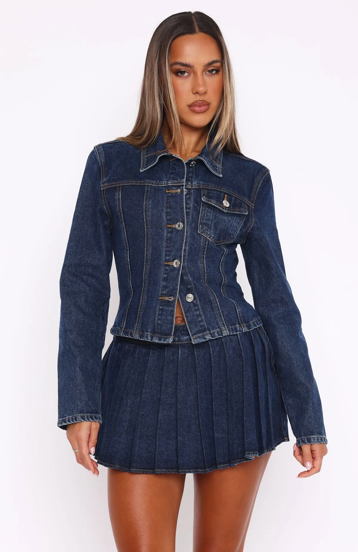 Ayla Denim Mini Skort Dark Blue tech fabric