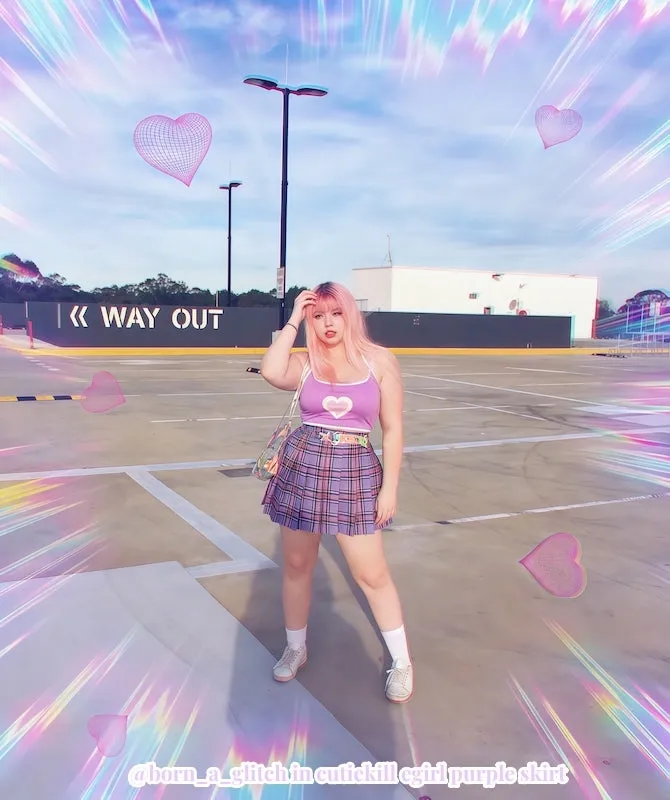 Back to Stock [Plus size] E-girl purple plaid skirt