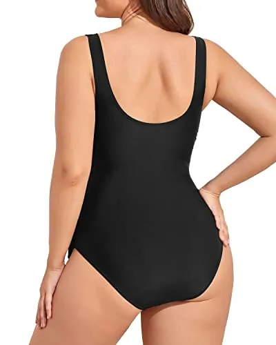 Backless Plus Size Sarong One Piece Swimsuit For Women-Black
