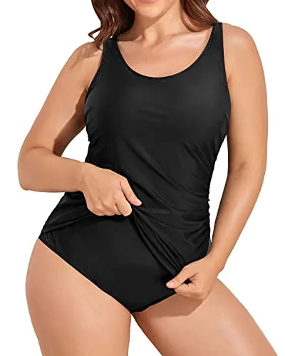 Backless Plus Size Sarong One Piece Swimsuit For Women-Black