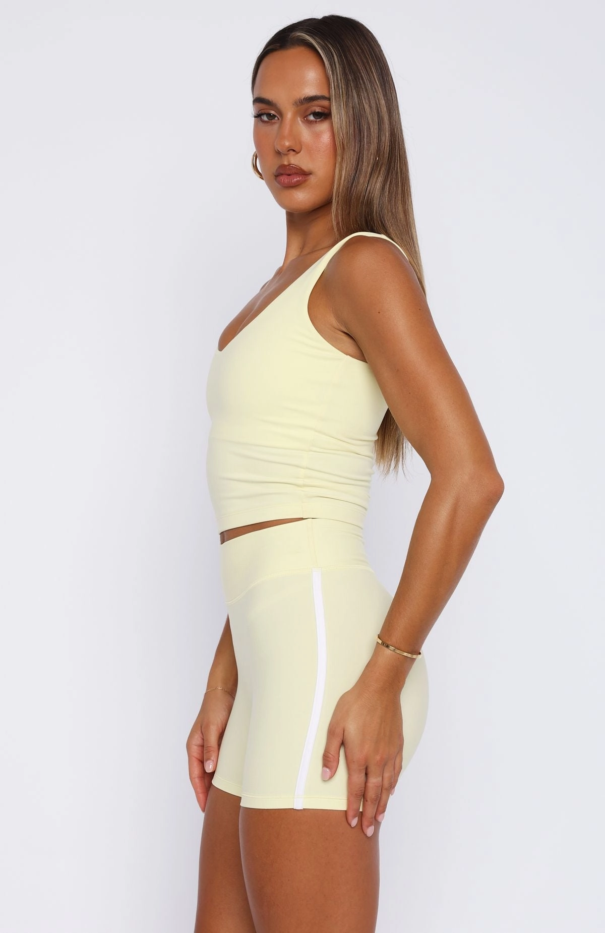 DoubleNeedle Stitching Summer Wardrobe Balance Sports Crop Lemon