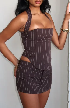 Back To Business Mini Skort Chocolate Pinstripe Light Moodboard
