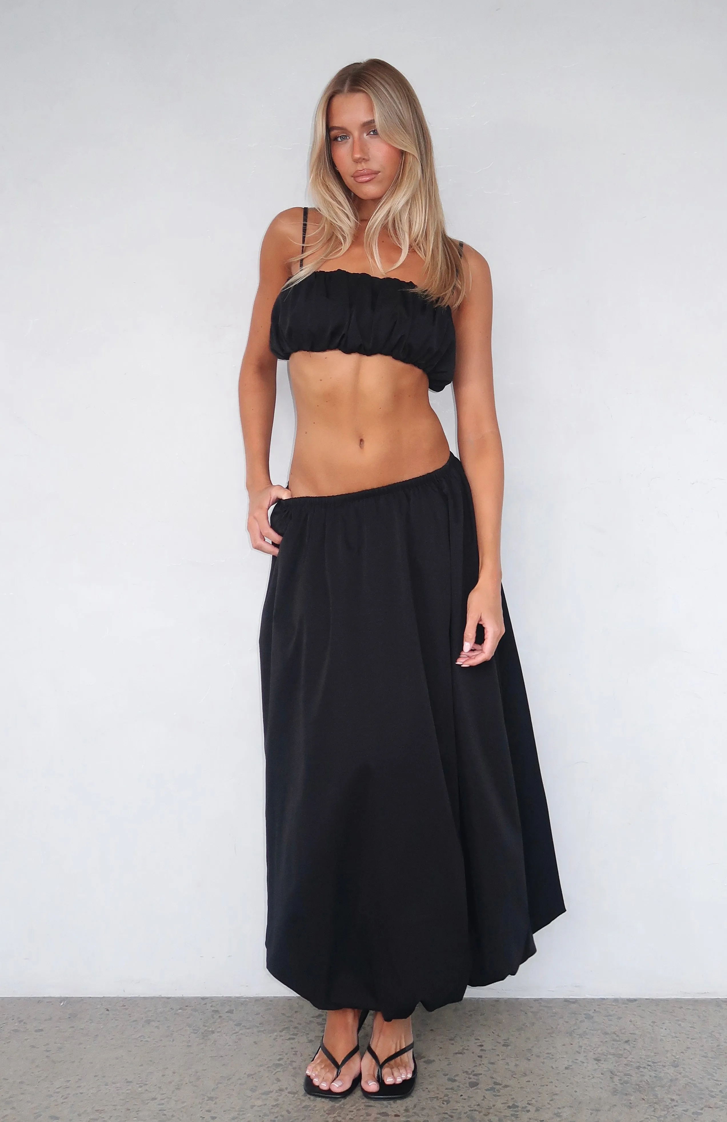 All I Wanted Was You Midi Skirt Black Influencer Style Detachable Detail