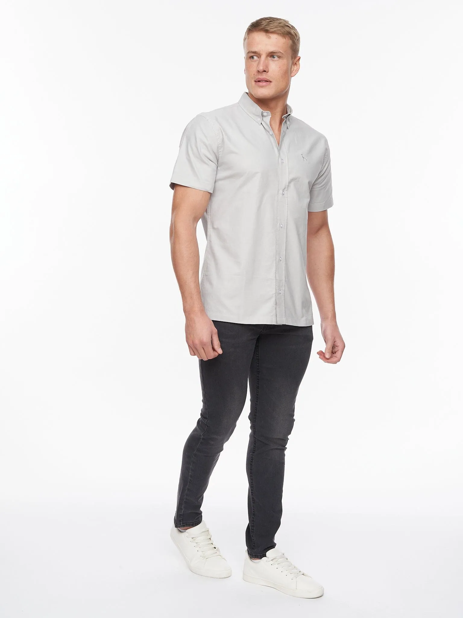 Balton Short Sleeve Oxford Shirt Light Grey