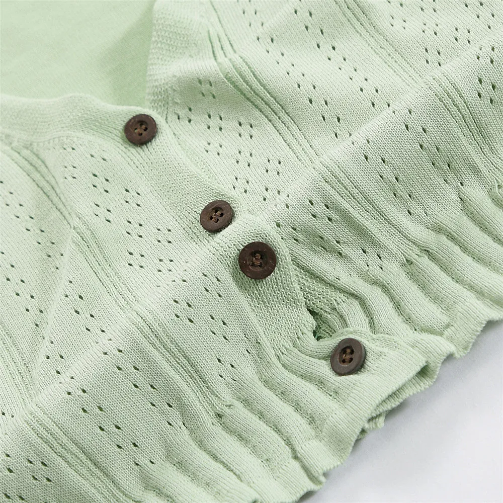 Bare Belly INS Popular cecShort Sleeve Tops Women Summer V-Neck Cardigan See Through Thin Short Sweater Outerwear