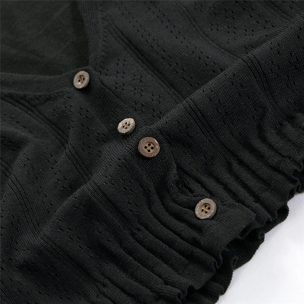 Bare Belly INS Popular cecShort Sleeve Tops Women Summer V-Neck Cardigan See Through Thin Short Sweater Outerwear