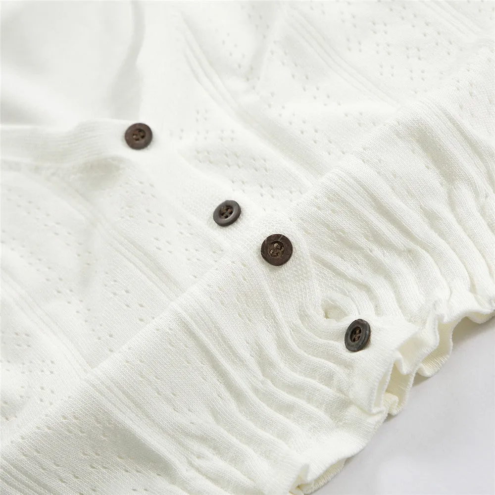Bare Belly INS Popular cecShort Sleeve Tops Women Summer V-Neck Cardigan See Through Thin Short Sweater Outerwear