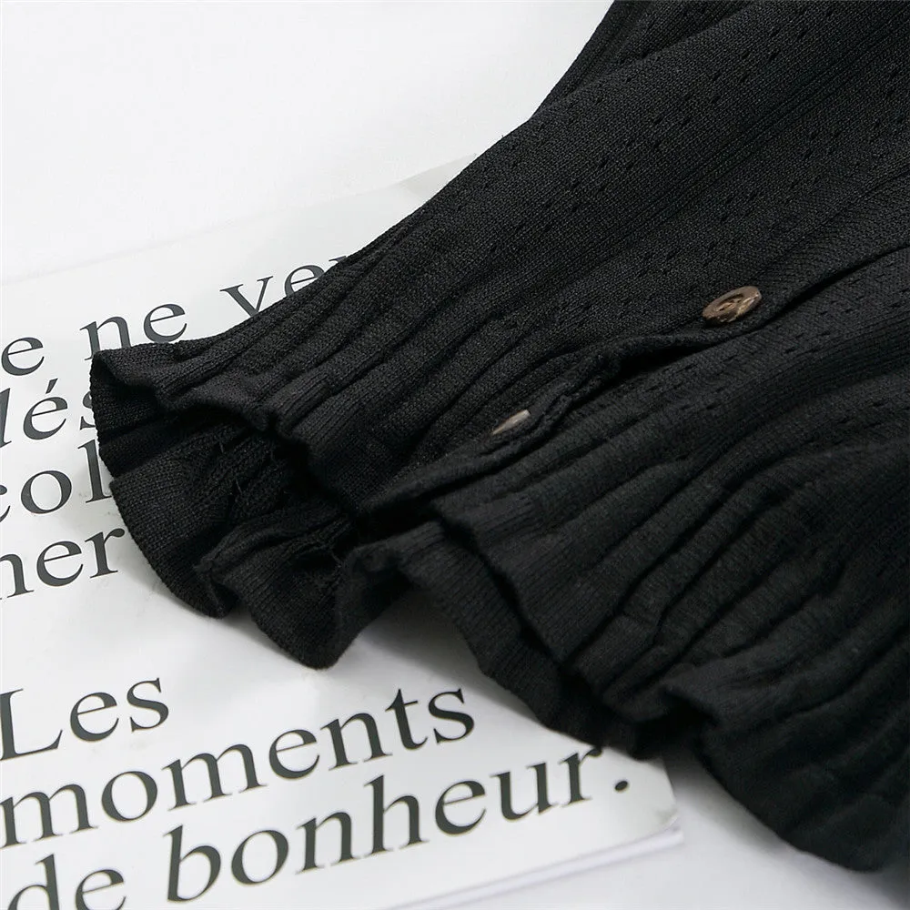 Bare Belly INS Popular cecShort Sleeve Tops Women Summer V-Neck Cardigan See Through Thin Short Sweater Outerwear