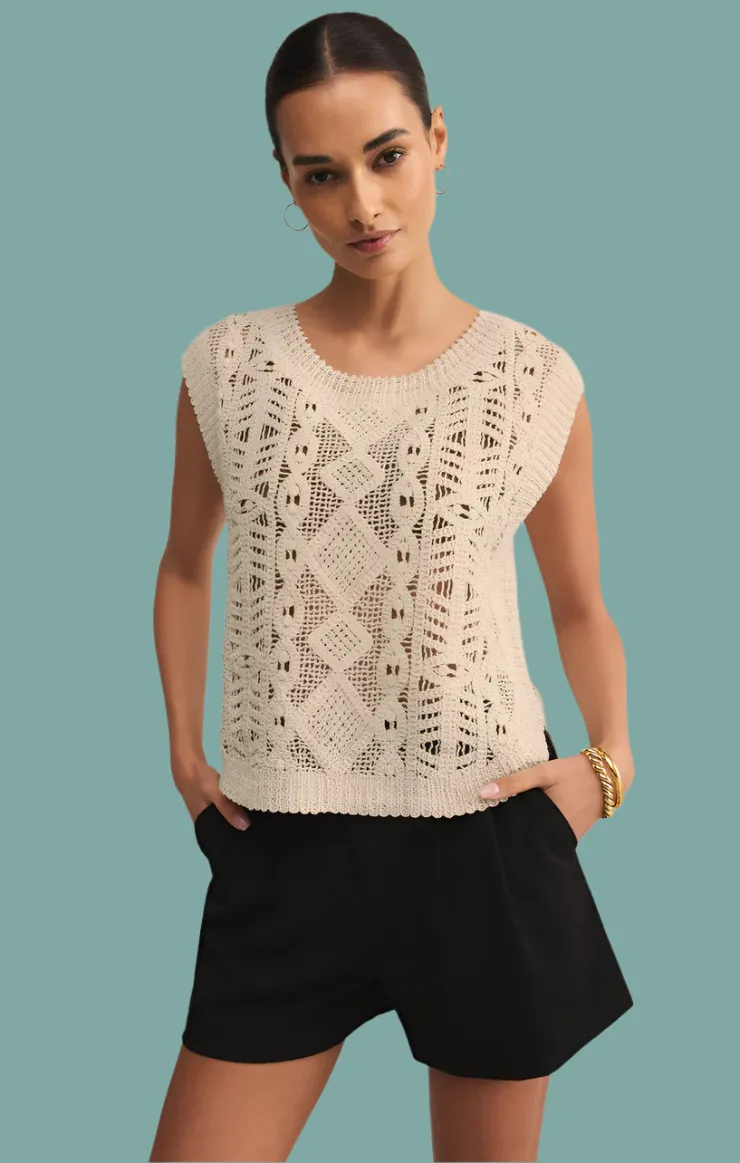 AbrasionResistant Surface EcoFriendly Material Baroque Crochet Sweater Top