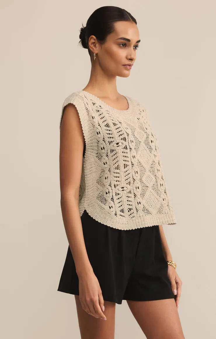 Baroque Crochet Sweater Top Relaxed casual fit