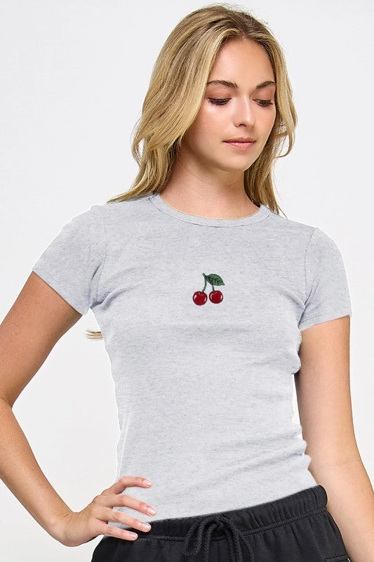 Basic Cotton Baby Rib T-shirt With Cherry Thermal Regulating Design
