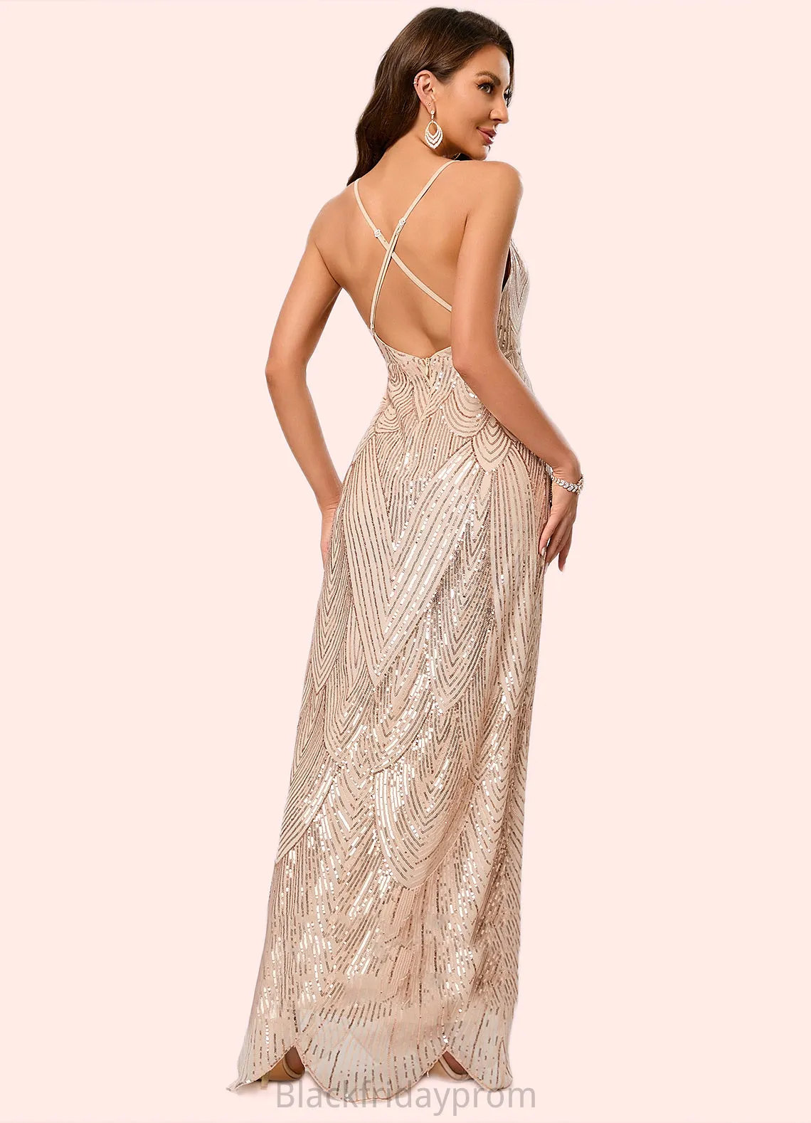 Baylee V-Neck Sheath/Column Sequin Dresses BF2P0022440