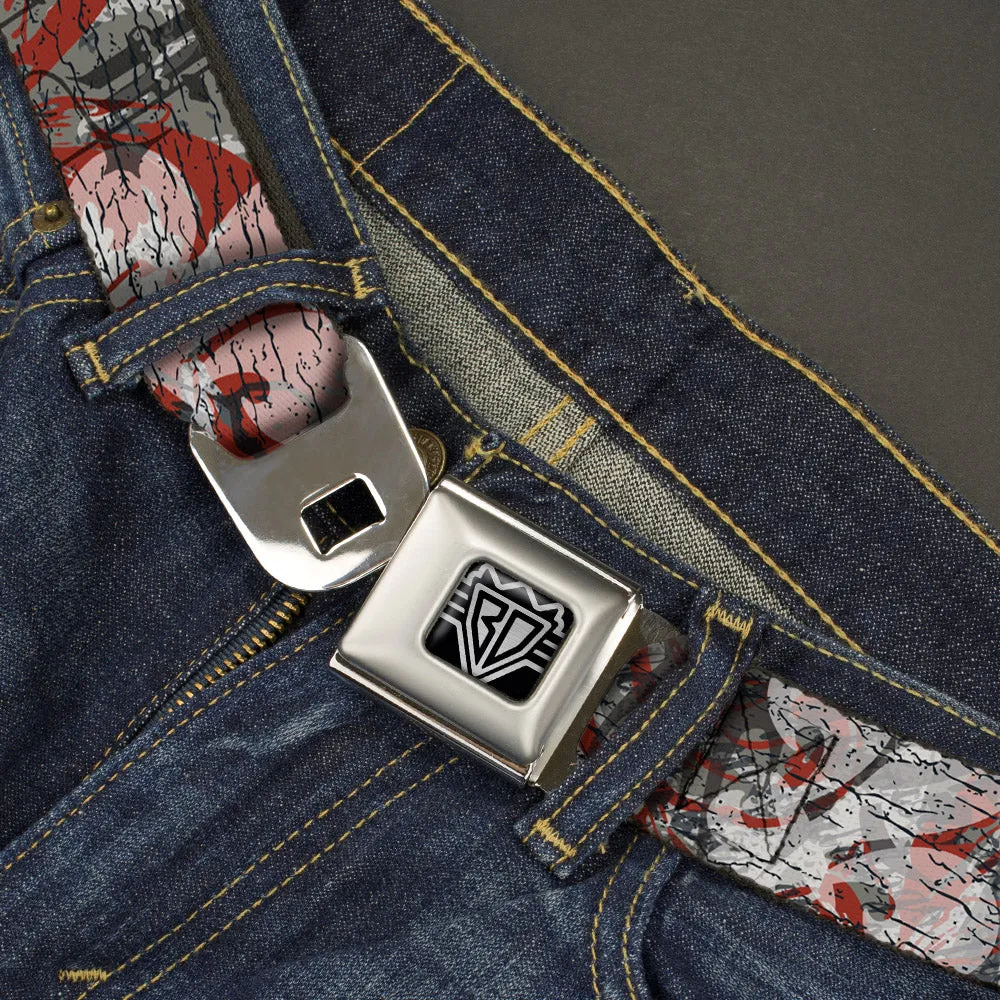 BD Wings Logo CLOSE-UP Full Color Black Silver Seatbelt Belt - Gothic 3 Webbing