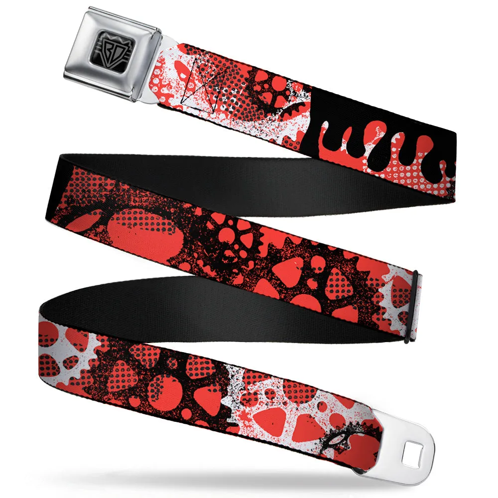 BD Wings Logo CLOSE-UP Full Color Black Silver Seatbelt Belt - Grunge Gears Orange Webbing