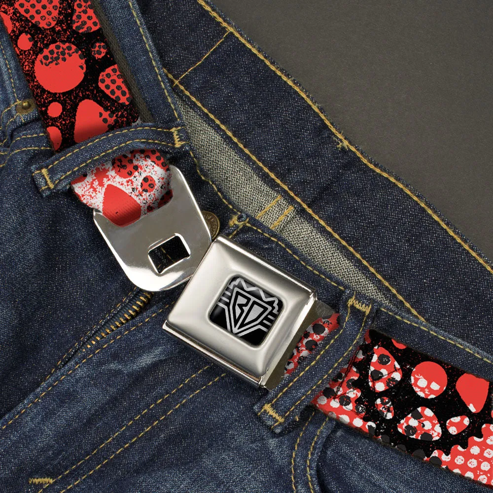 BD Wings Logo CLOSE-UP Full Color Black Silver Seatbelt Belt - Grunge Gears Orange Webbing