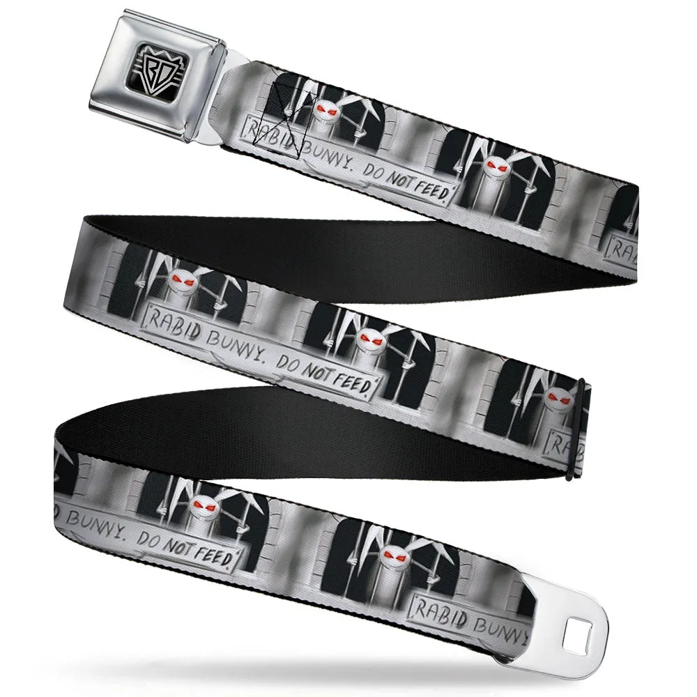 BD Wings Logo CLOSE-UP Full Color Black Silver Seatbelt Belt - Rabid Bunny Webbing