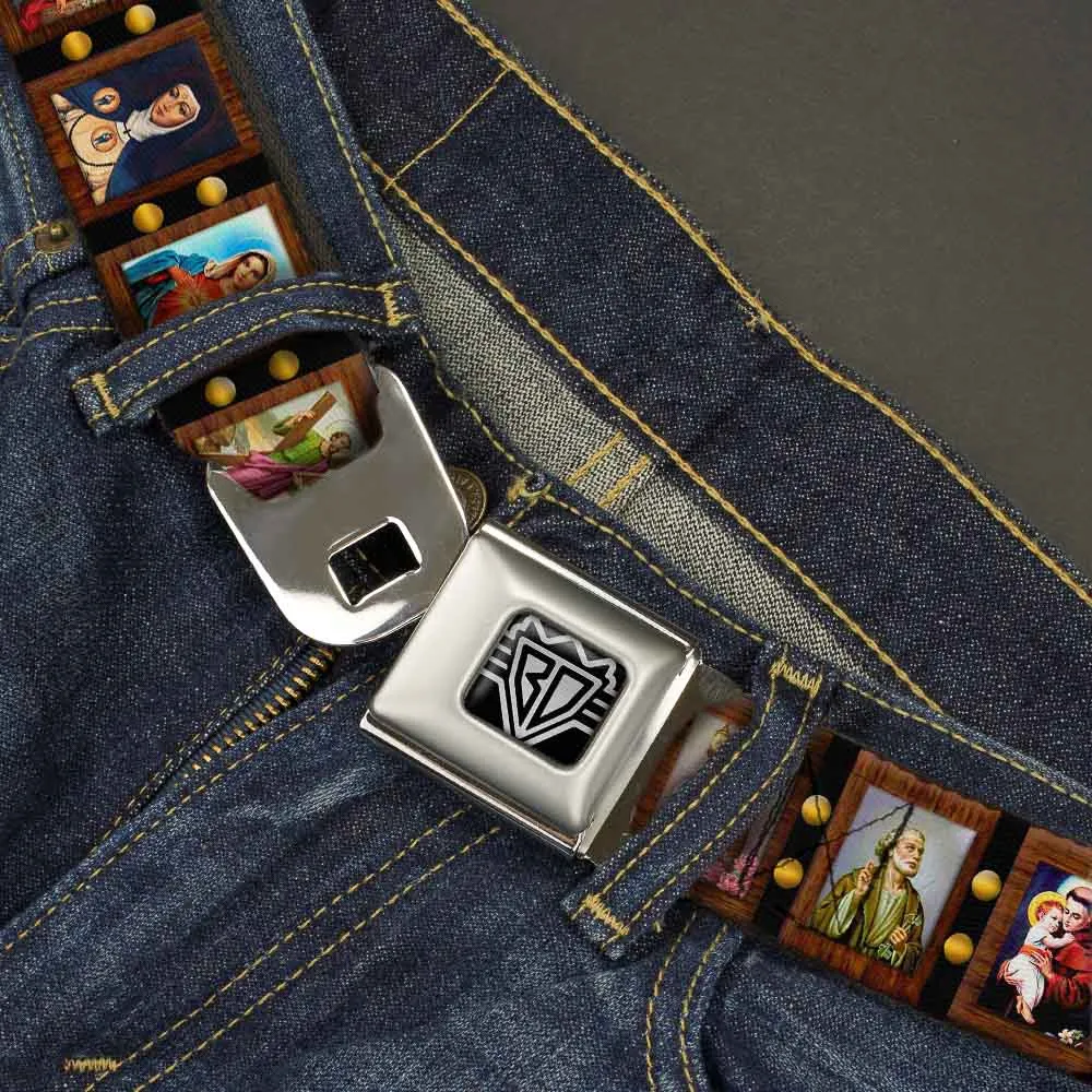 BD Wings Logo CLOSE-UP Full Color Black Silver Seatbelt Belt - Saint Blocks Webbing