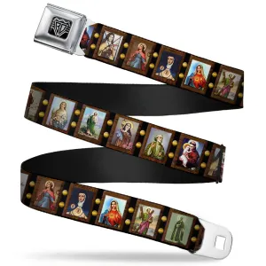 BD Wings Logo CLOSE-UP Full Color Black Silver Seatbelt Belt - Saint Blocks Webbing
