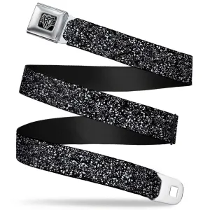 BD Wings Logo CLOSE-UP Full Color Black Silver Seatbelt Belt - Speckle Black/White Webbing