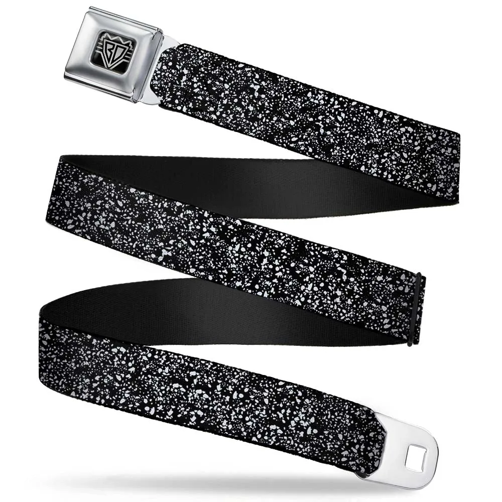 BD Wings Logo CLOSE-UP Full Color Black Silver Seatbelt Belt - Speckle Black/White Webbing