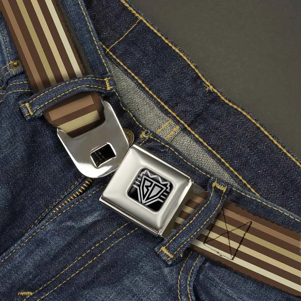 BD Wings Logo CLOSE-UP Full Color Black Silver Seatbelt Belt - Stripe Blocks Browns Webbing