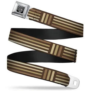 BD Wings Logo CLOSE-UP Full Color Black Silver Seatbelt Belt - Stripe Blocks Browns Webbing