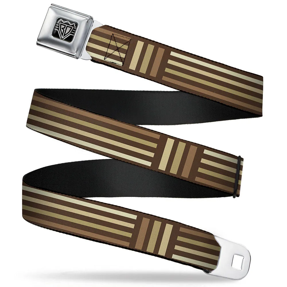 BD Wings Logo CLOSE-UP Full Color Black Silver Seatbelt Belt - Stripe Blocks Browns Webbing