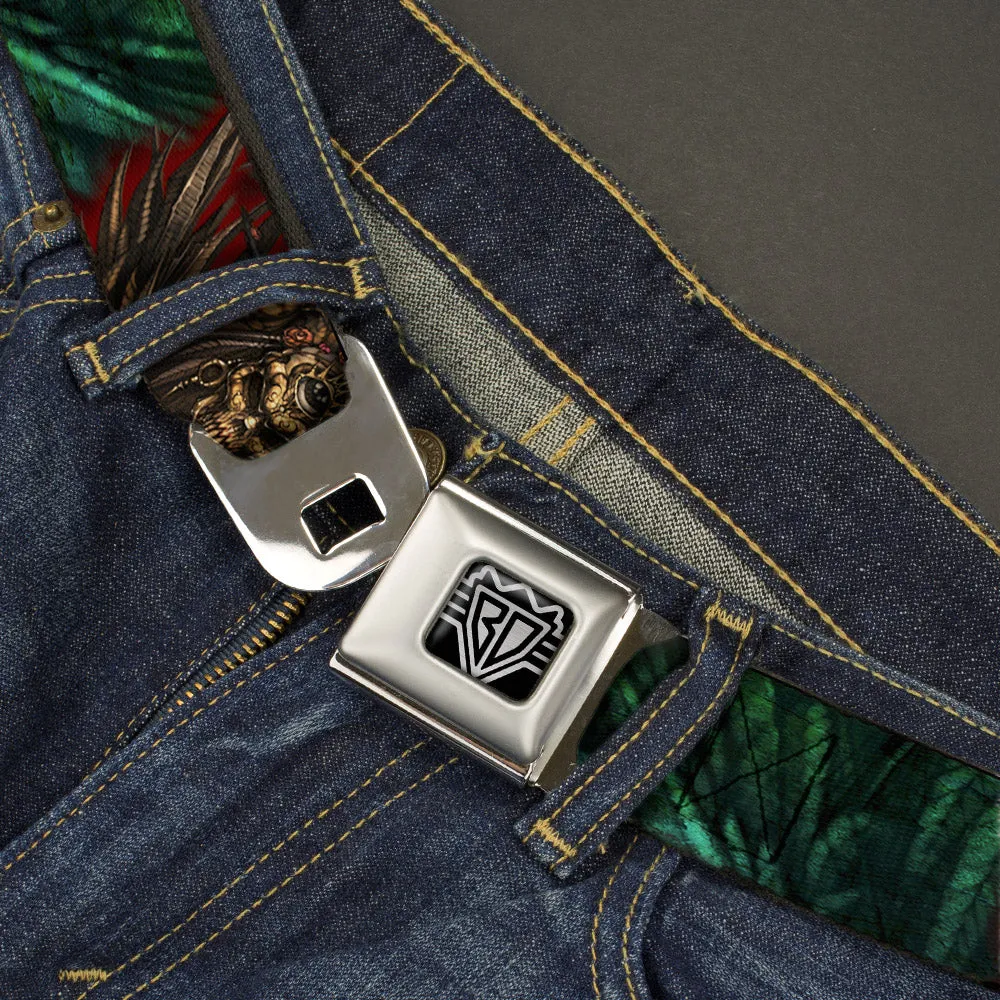 BD Wings Logo CLOSE-UP Full Color Black Silver Seatbelt Belt - TJ-Zombie King Webbing